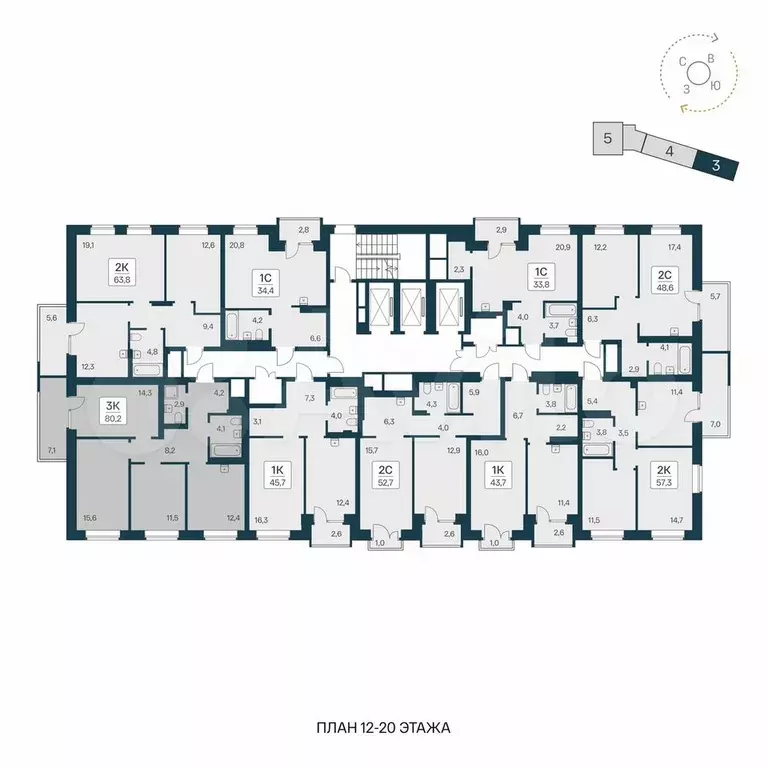 3-к. квартира, 80,2 м, 20/21 эт. - Фото 1
