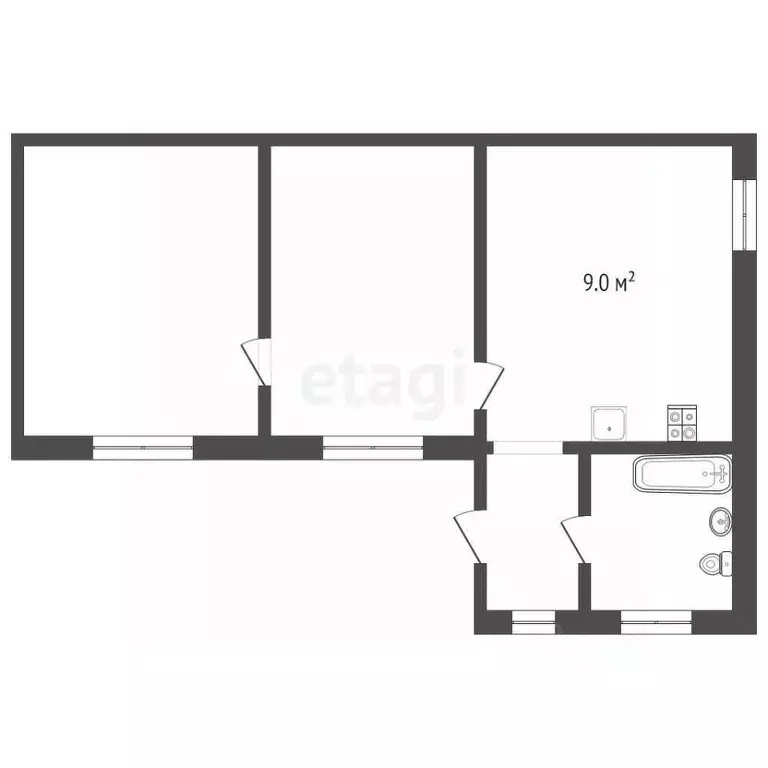 2-к кв. Ставропольский край, Пятигорск просп. Кирова (42.8 м) - Фото 1