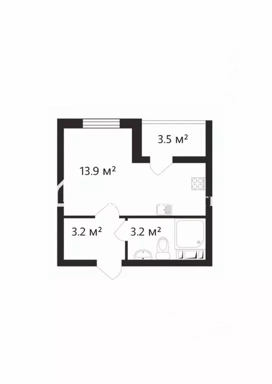 Студия Санкт-Петербург дор. Муринская, 10к1 (21.2 м) - Фото 1