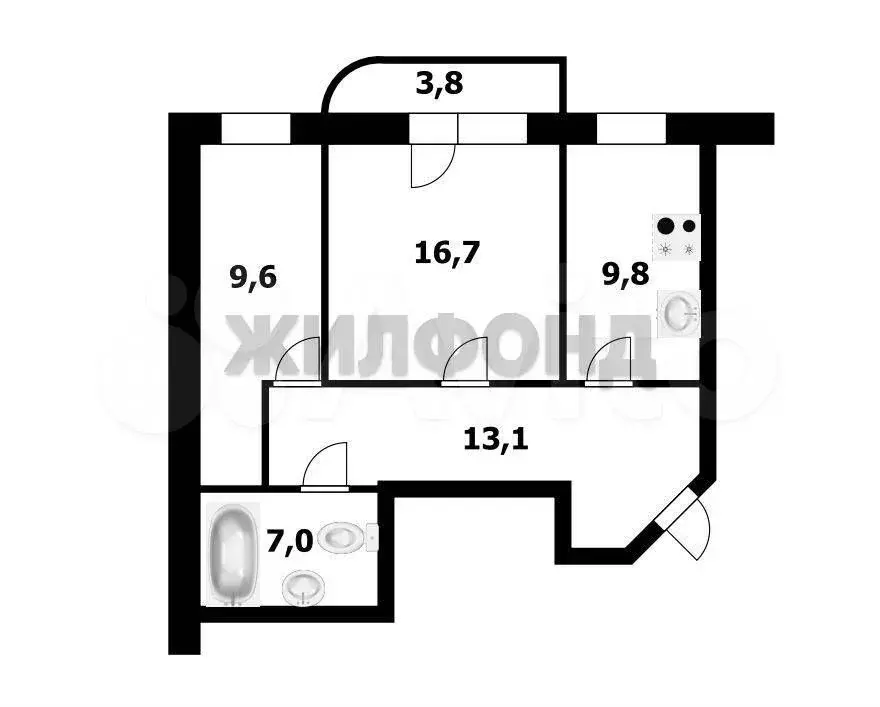 3-к. квартира, 57,5 м, 4/17 эт. - Фото 0