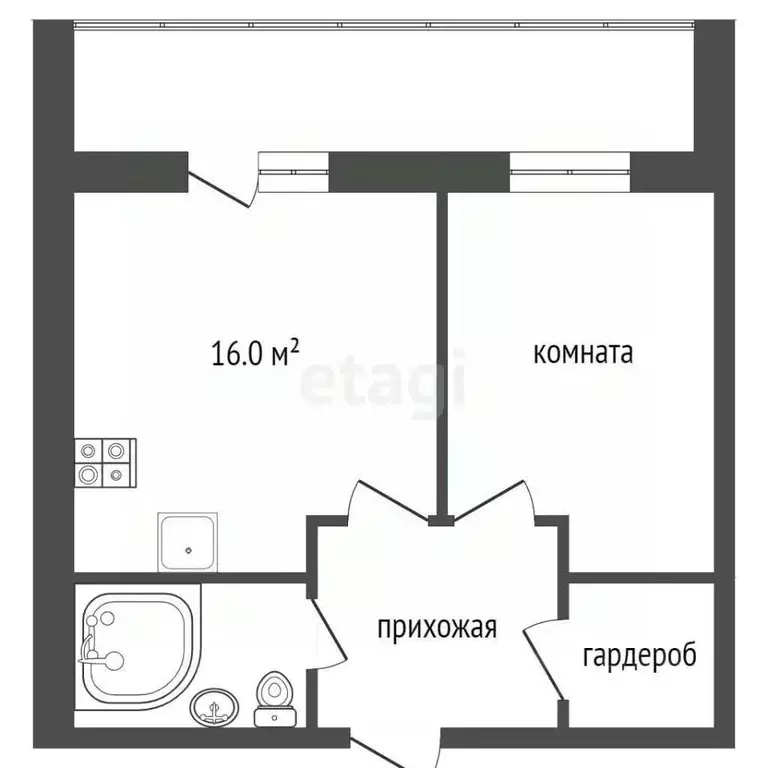 1-к кв. Тюменская область, Ишим Московская ул. (39.1 м) - Фото 1