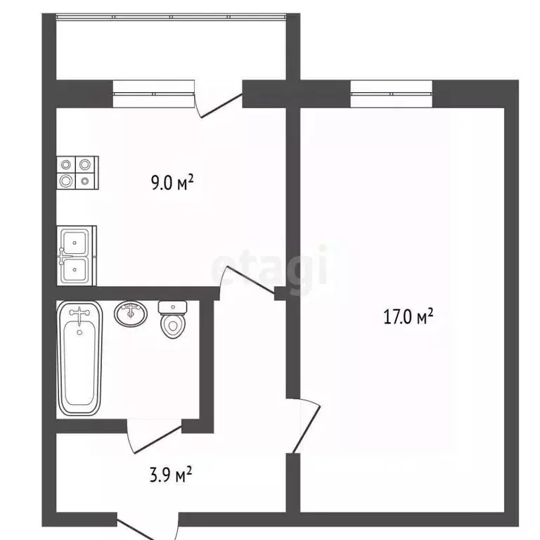 1-к кв. Челябинская область, Сосновский муниципальный округ, пос. ... - Фото 2