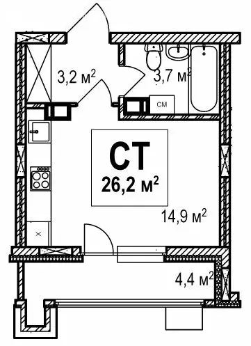 1-комнатная квартира: Нижний Новгород, проспект Гагарина, 36к4 (26.2 ... - Фото 1