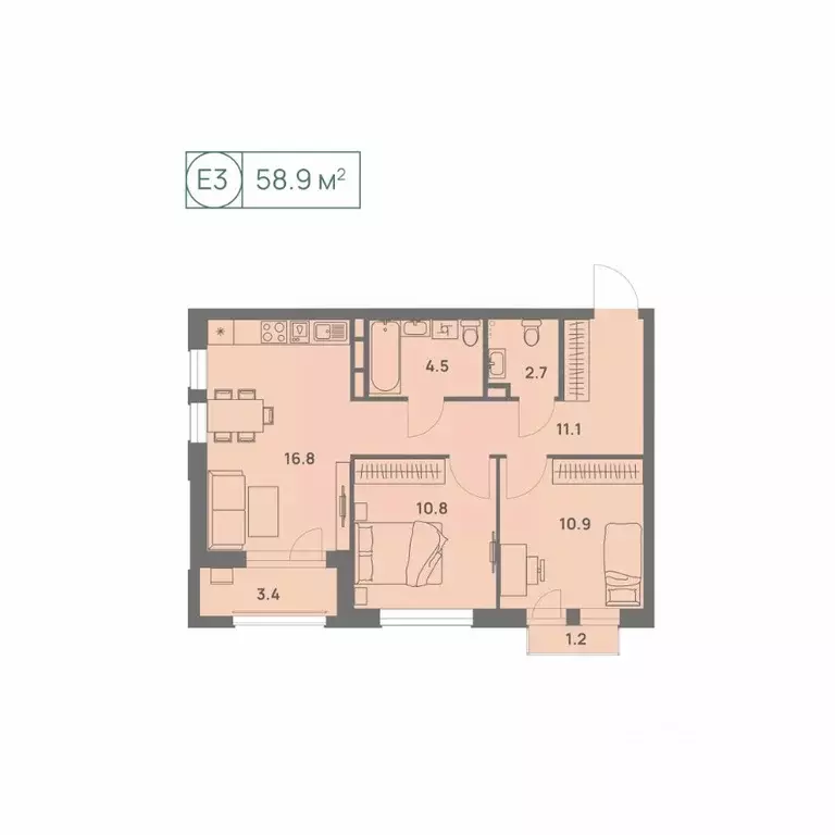 3-к кв. Пермский край, Пермь Трамвайная ул., 27 (58.9 м) - Фото 1