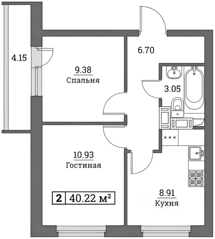 2-к кв. Ленинградская область, Мурино Всеволожский район, ул. ... - Фото 2