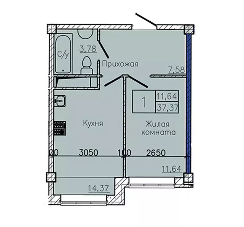 1-к кв. Ставропольский край, Пятигорск  (37.37 м) - Фото 1