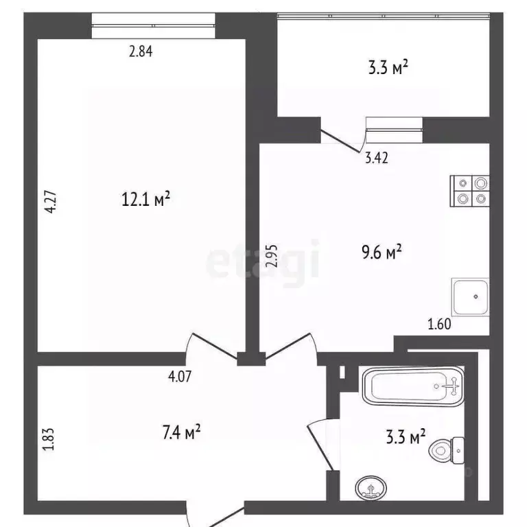 1-к кв. Тюменская область, Тюмень ул. Газовиков, 51 (32.8 м) - Фото 1