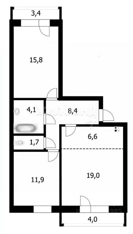 3-к кв. Новосибирская область, Новосибирск ул. Бородина, 56 (66.0 м) - Фото 0