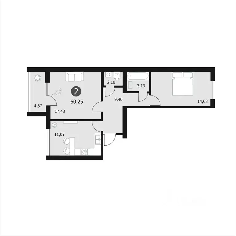 2-к кв. Смоленская область, Смоленск проезд Ипподромный, 34 (60.25 м) - Фото 0