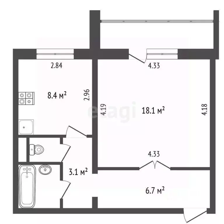 1-к кв. Челябинская область, Челябинск ул. Трашутина, 11 (40.2 м) - Фото 1