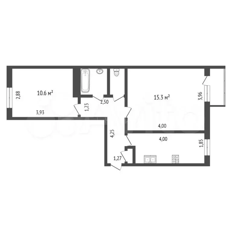 2-к. квартира, 42 м, 4/5 эт. - Фото 0