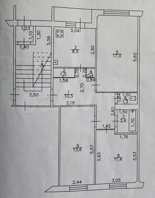 2-к. квартира, 66,3 м, 1/3 эт. - Фото 0