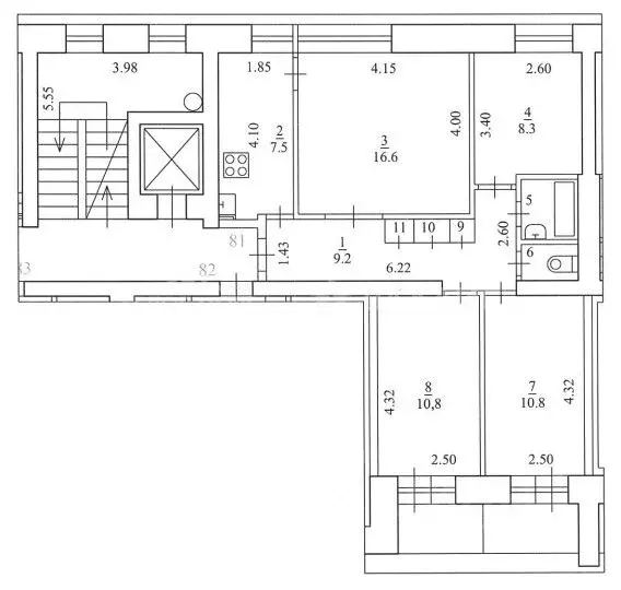 4-к кв. Архангельская область, Архангельск ул. Попова, 63 (67.3 м) - Фото 2