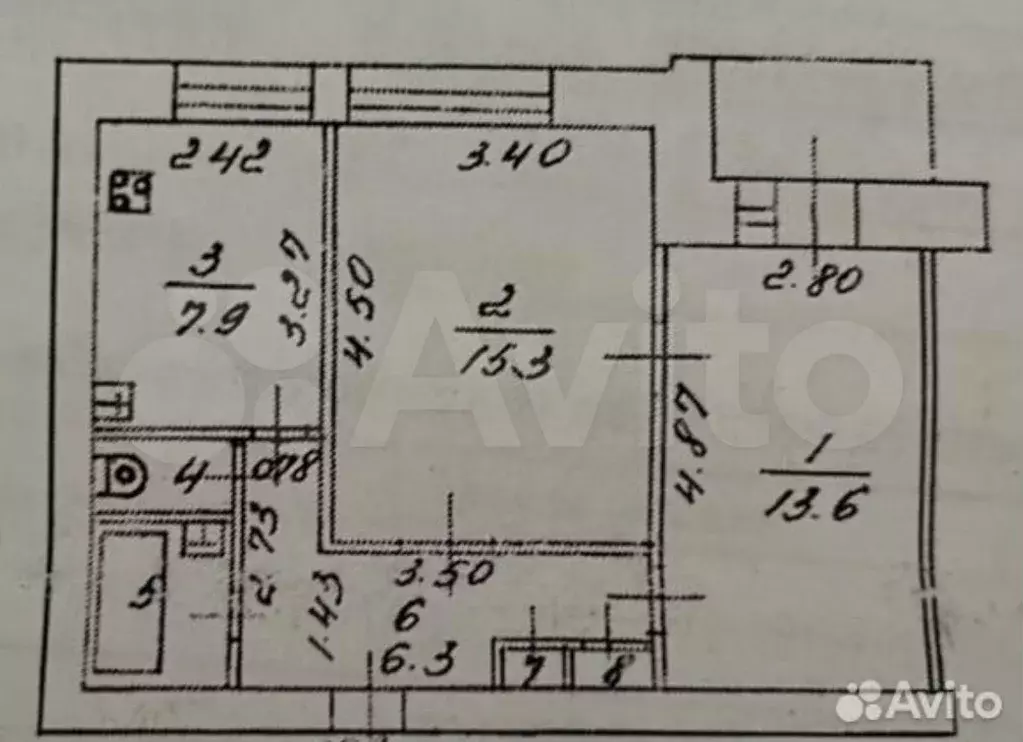 2-к. квартира, 50 м, 5/9 эт. - Фото 0