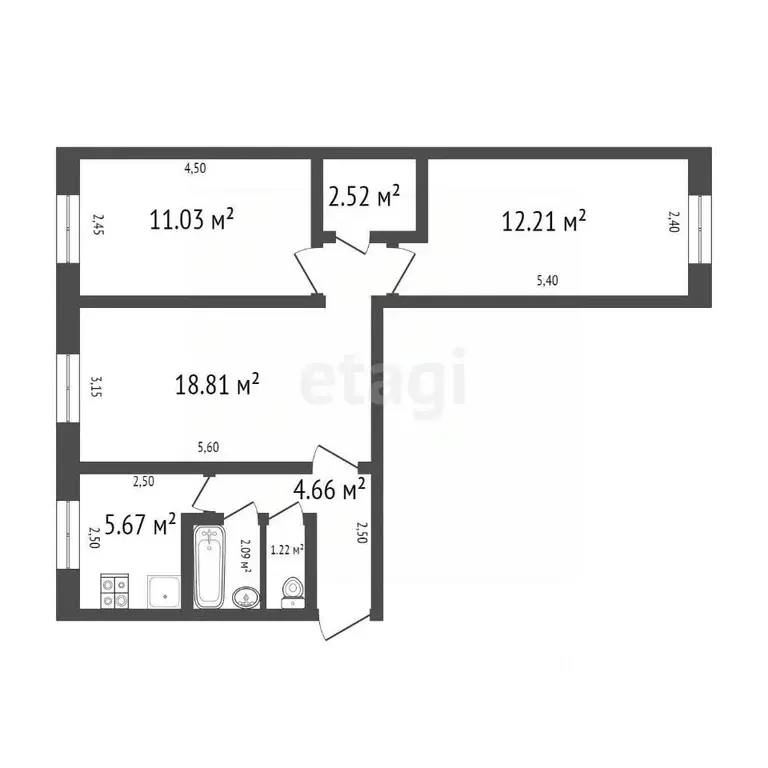 3-к кв. Ульяновская область, Ульяновск ул. Минаева, 6 (58.0 м) - Фото 2