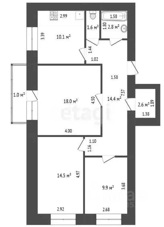 3-к кв. Алтайский край, Новоалтайск ул. Анатолия, 100 (74.0 м) - Фото 2