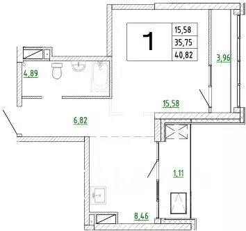 1-к кв. Приморский край, Владивосток Архитектор жилой комплекс (40.82 ... - Фото 1