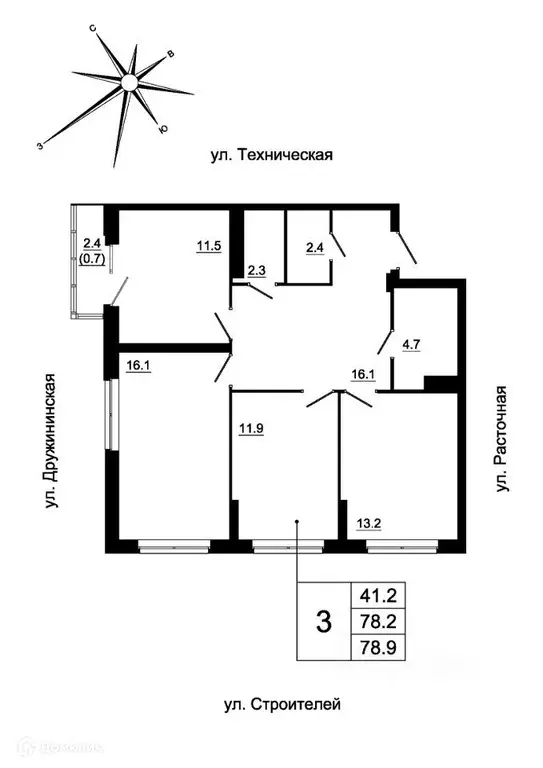 Продаётся 3-к квартира, 76.1 м - Фото 0