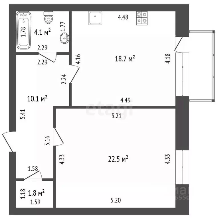 1-к кв. Костромская область, Кострома ул. Свердлова, 60 (57.3 м) - Фото 2