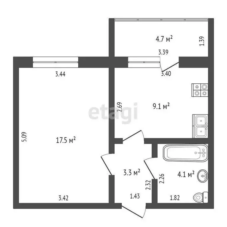 1-комнатная квартира: село Мариинский, Хвойная улица, 8 (37 м) - Фото 1