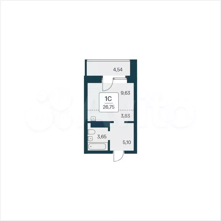 Квартира-студия, 26,8 м, 12/25 эт. - Фото 0