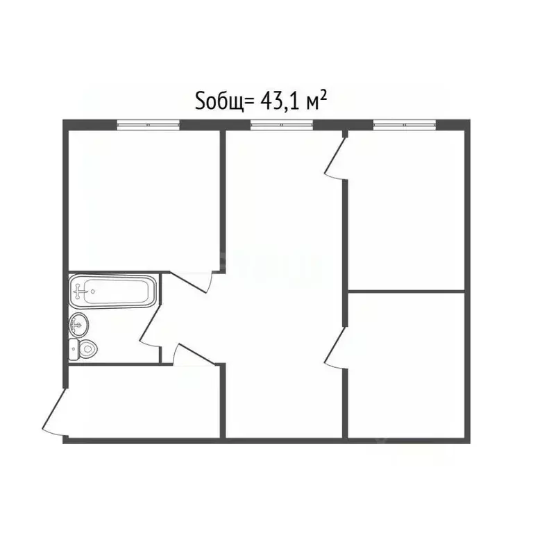 3-к кв. Брянская область, Брянск ул. Котовского, 1А (43.1 м) - Фото 2