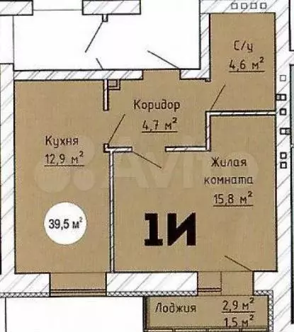 1-к. квартира, 39,5м, 3/8эт. - Фото 1