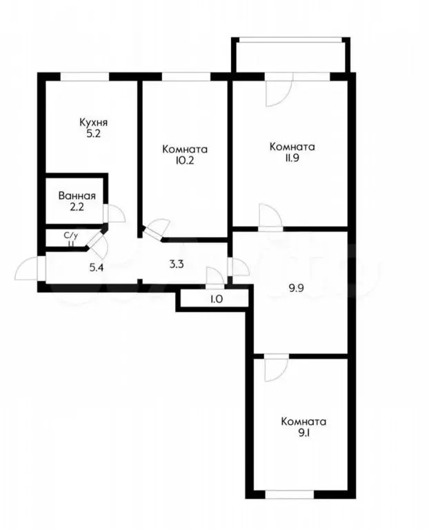 3-к. квартира, 62 м, 4/5 эт. - Фото 0