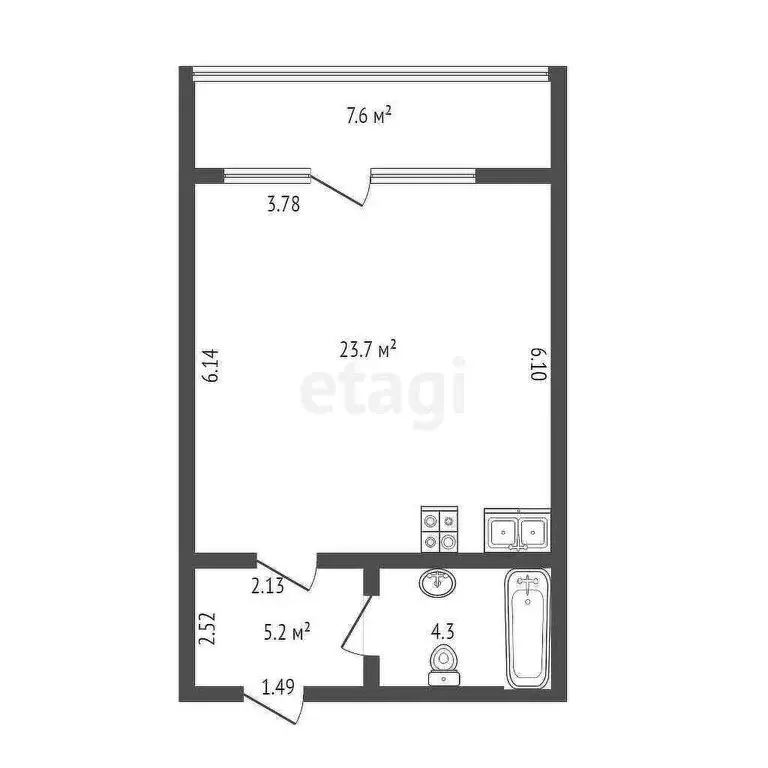 Квартира-студия: Севастополь, Парковая улица, 7 (33.3 м) - Фото 0