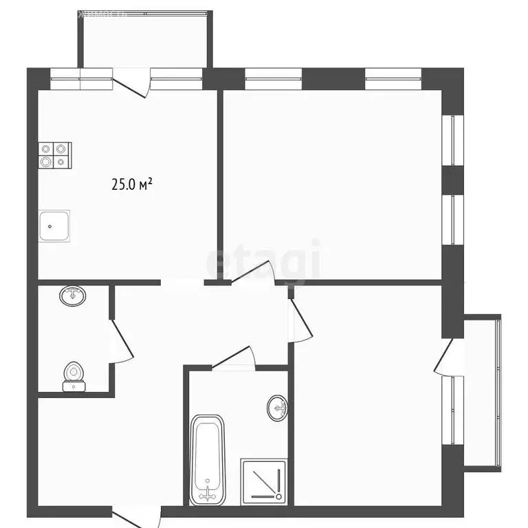 2-комнатная квартира: Тюмень, улица Максима Горького, 53 (112.7 м) - Фото 1
