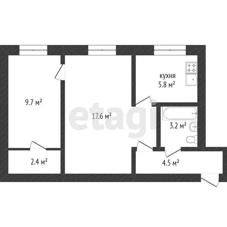 2-комнатная квартира: Златоуст, 2-я Тесьминская улица, 70 (42.8 м) - Фото 1
