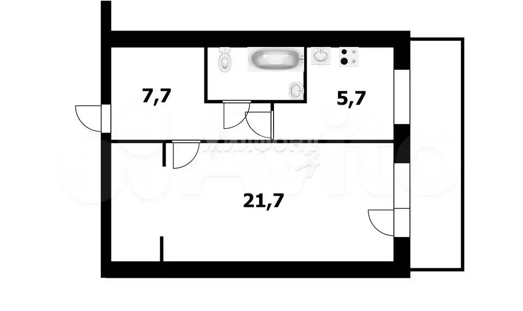 1-к. квартира, 38,1 м, 9/9 эт. - Фото 0