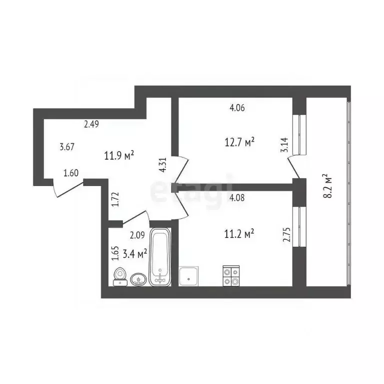 1-к кв. Тюменская область, Тюмень Широтная ул., 120к2 (39.2 м) - Фото 1