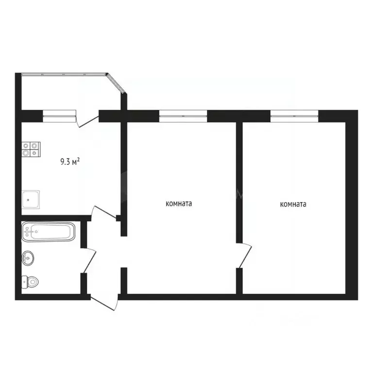 2-к кв. Тюменская область, Тюмень ул. Константина Посьета, 5 (58.0 м) - Фото 2