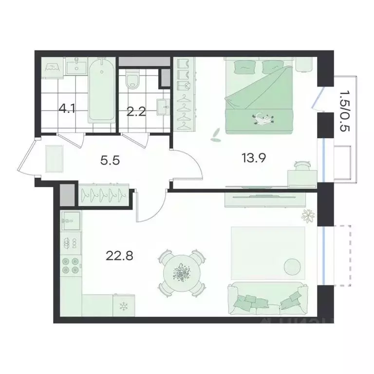 2-к кв. Московская область, Раменский муниципальный округ, Ильинский ... - Фото 1