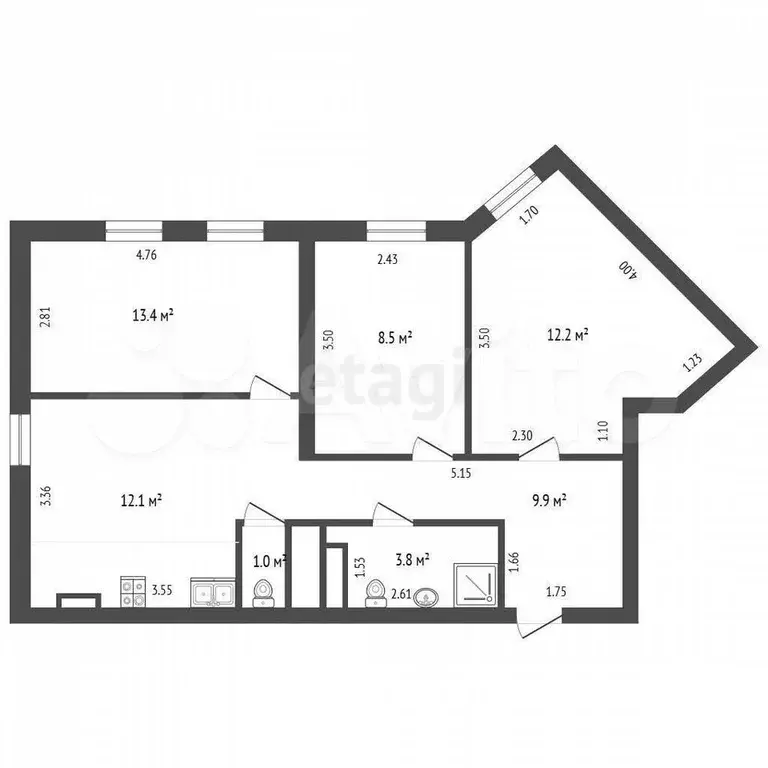 3-к. квартира, 61 м, 17/25 эт. - Фото 0