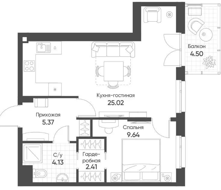 2-комнатная квартира: Казань, улица Гаврилова, 5Бк1 (48 м) - Фото 0