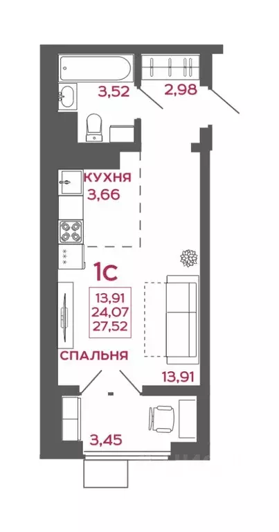 1-к кв. Пензенская область, Пенза Микрорайон Новобережье жилой ... - Фото 1