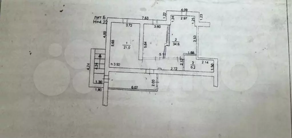 3-к. квартира, 61,8 м, 1/6 эт. - Фото 0