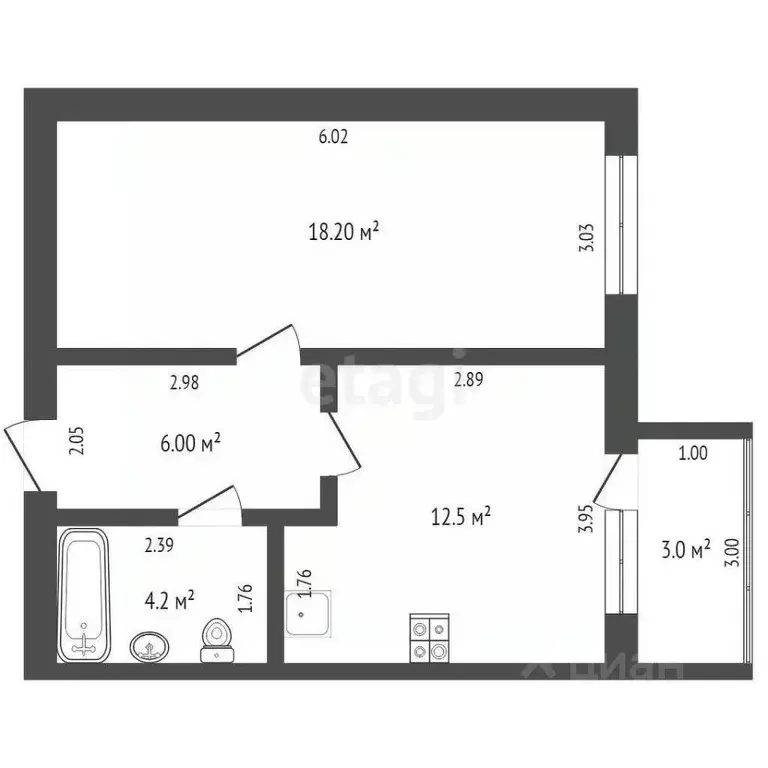 1-к кв. Тюменская область, Тюмень Амурская ул., 39 (40.9 м) - Фото 1