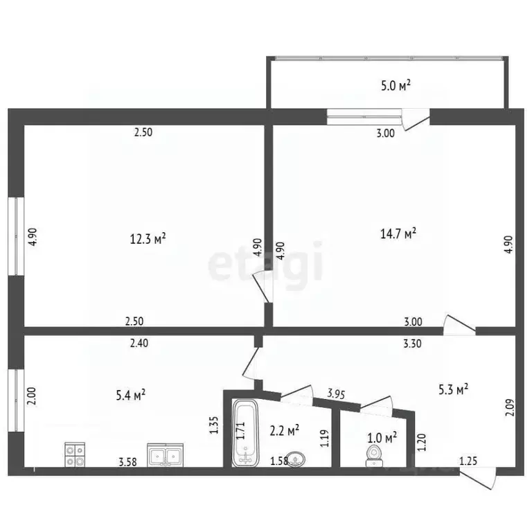 2-к кв. Крым, Феодосия ул. Гарнаева, 66 (40.9 м) - Фото 2
