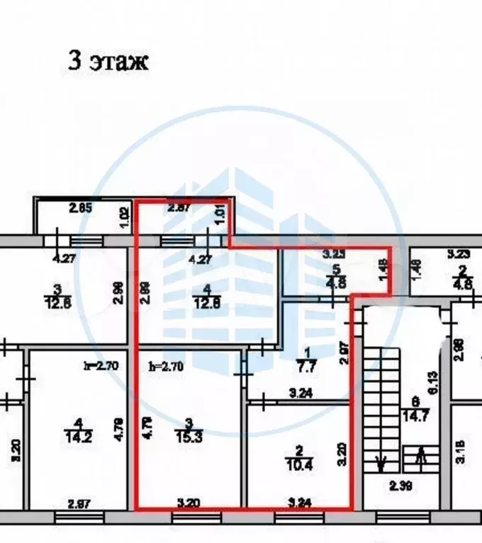 2-к. квартира, 51 м, 3/3 эт. - Фото 0