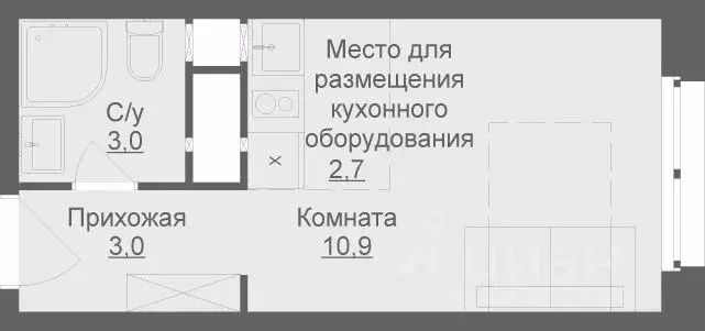 Студия Московская область, Люберцы Шоссейная ул., 42с3 (19.6 м) - Фото 0