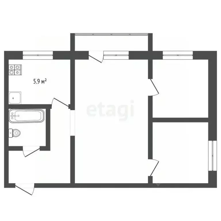 2-к кв. Тверская область, Кимры Коммунистическая ул., 12А (41.2 м) - Фото 1