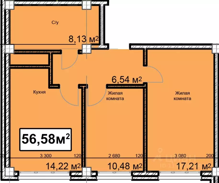 2-к кв. Ставропольский край, Ессентуки ул. Благодатная, 22к3 (56.58 м) - Фото 1
