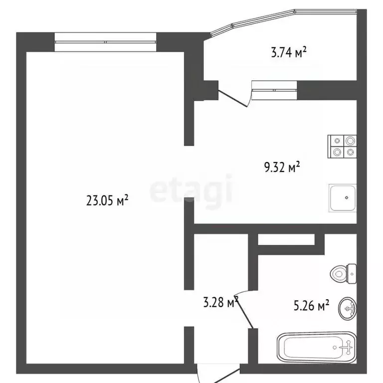 1-к кв. Тюменская область, Тюмень ул. Николая Никитина, 4к1 (41.1 м) - Фото 2