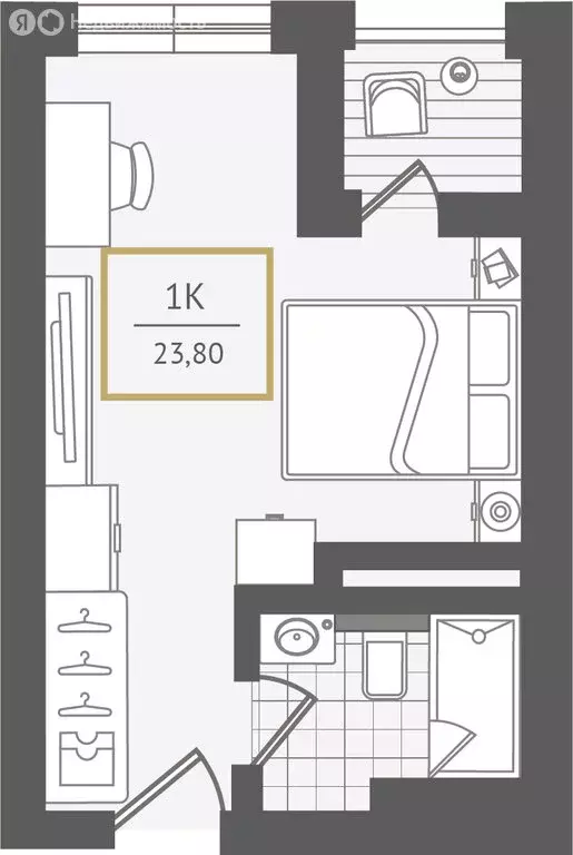 1-комнатная квартира: Адлер, улица Ленина, 280А (24.1 м) - Фото 1