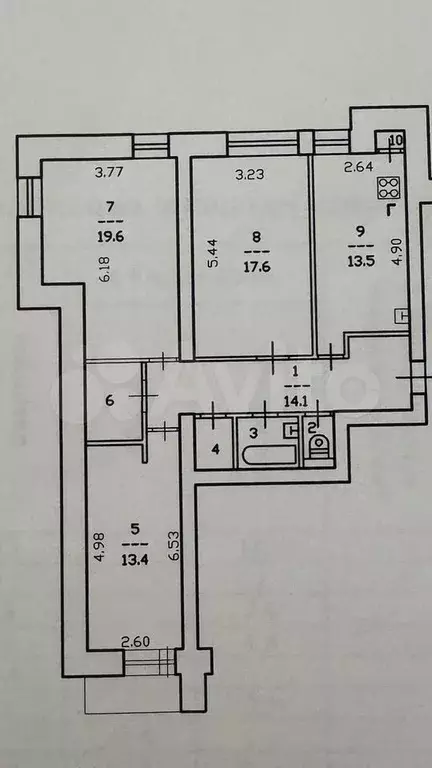 3-к. квартира, 88,1 м, 9/10 эт. - Фото 0