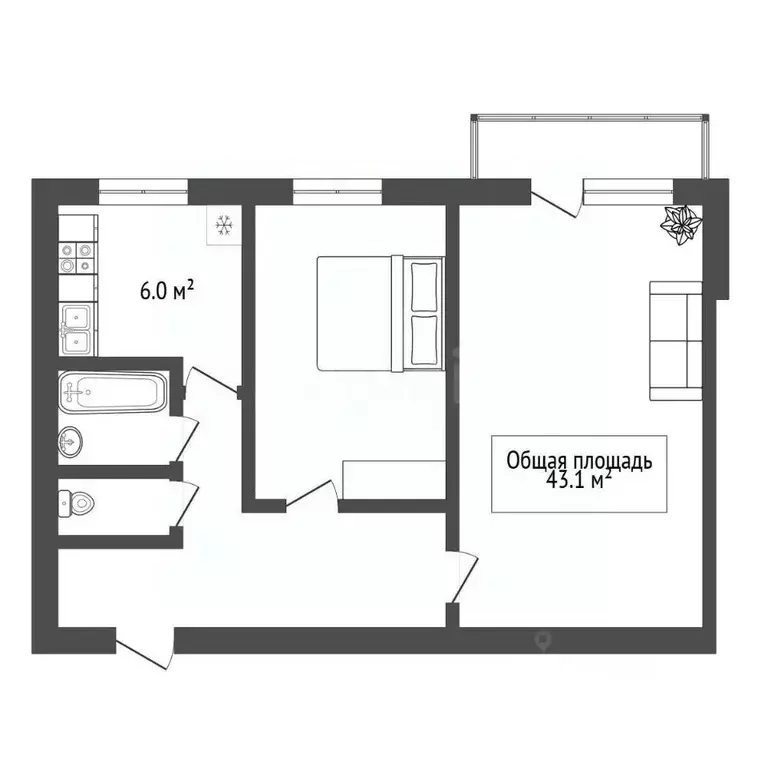 2-к кв. Новосибирская область, Новосибирск ул. Дуси Ковальчук, 18 ... - Фото 0