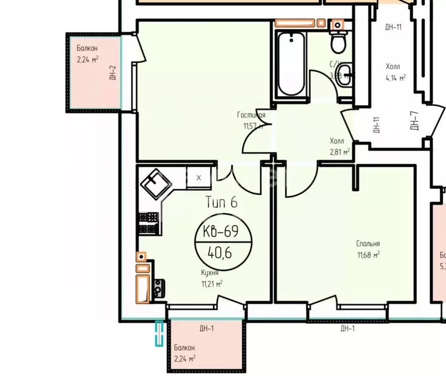 2-к кв. Дагестан, Дербент пер. Карла Маркса, 59А (43.0 м) - Фото 2